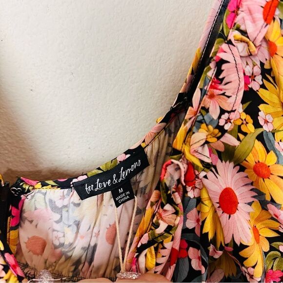 NWT For Love And Lemons Sylvia Floral Mini Dress Medium - Picture 6 of 7